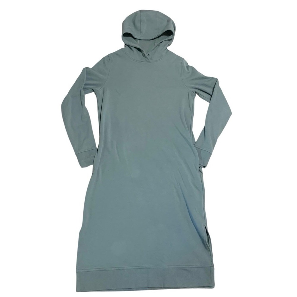 Athleta Triumph Hoodie Dress Women Small Tall Blue Sage Fleece Pocket Athleisure
